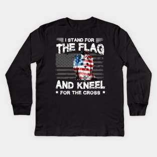 Yorkie Dog Stand For The Flag Kneel For Fallen Kids Long Sleeve T-Shirt